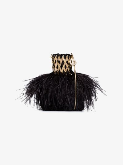 black feather clutch