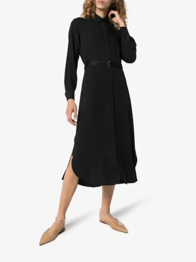 belted midi shirt dress