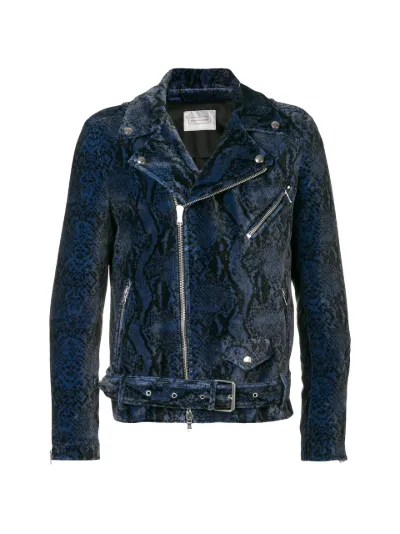 snake print biker jacket