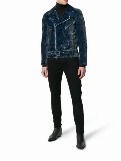 snake print biker jacket