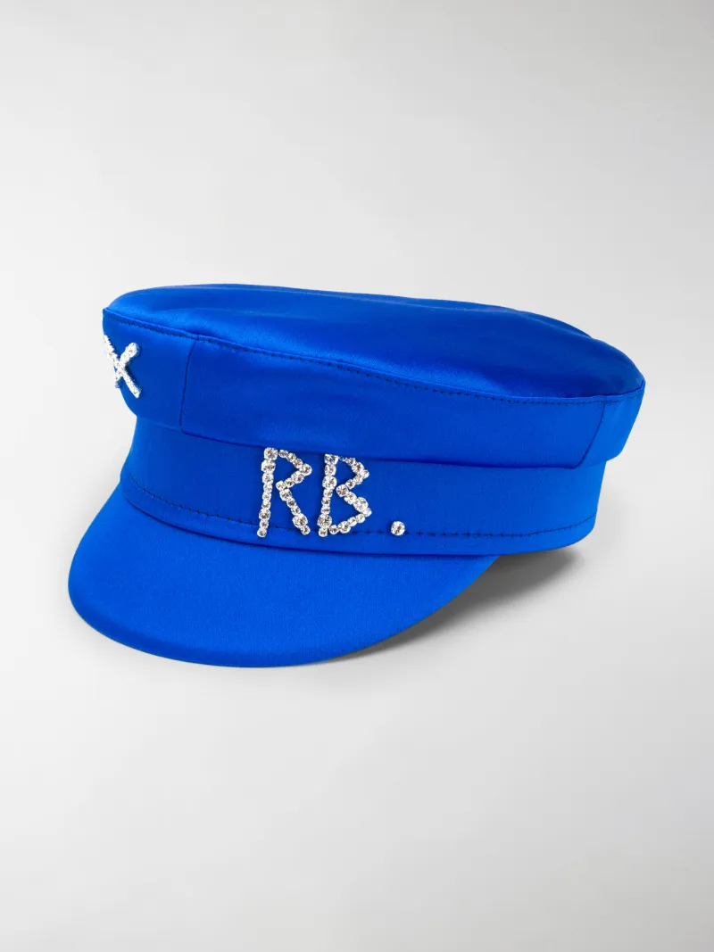 Ruslan Baginskiy Cappello baker boy con logo di strass blu | MODES
