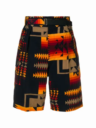 Aztec pattern corduroy shorts | sacai 