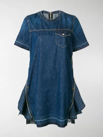 Sacai - denim zip embellished dress
