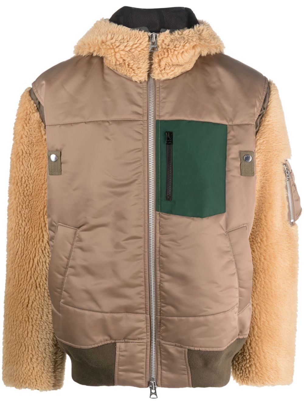 sacai faux-shearling hooded blouson jacket | Eraldo.com FR