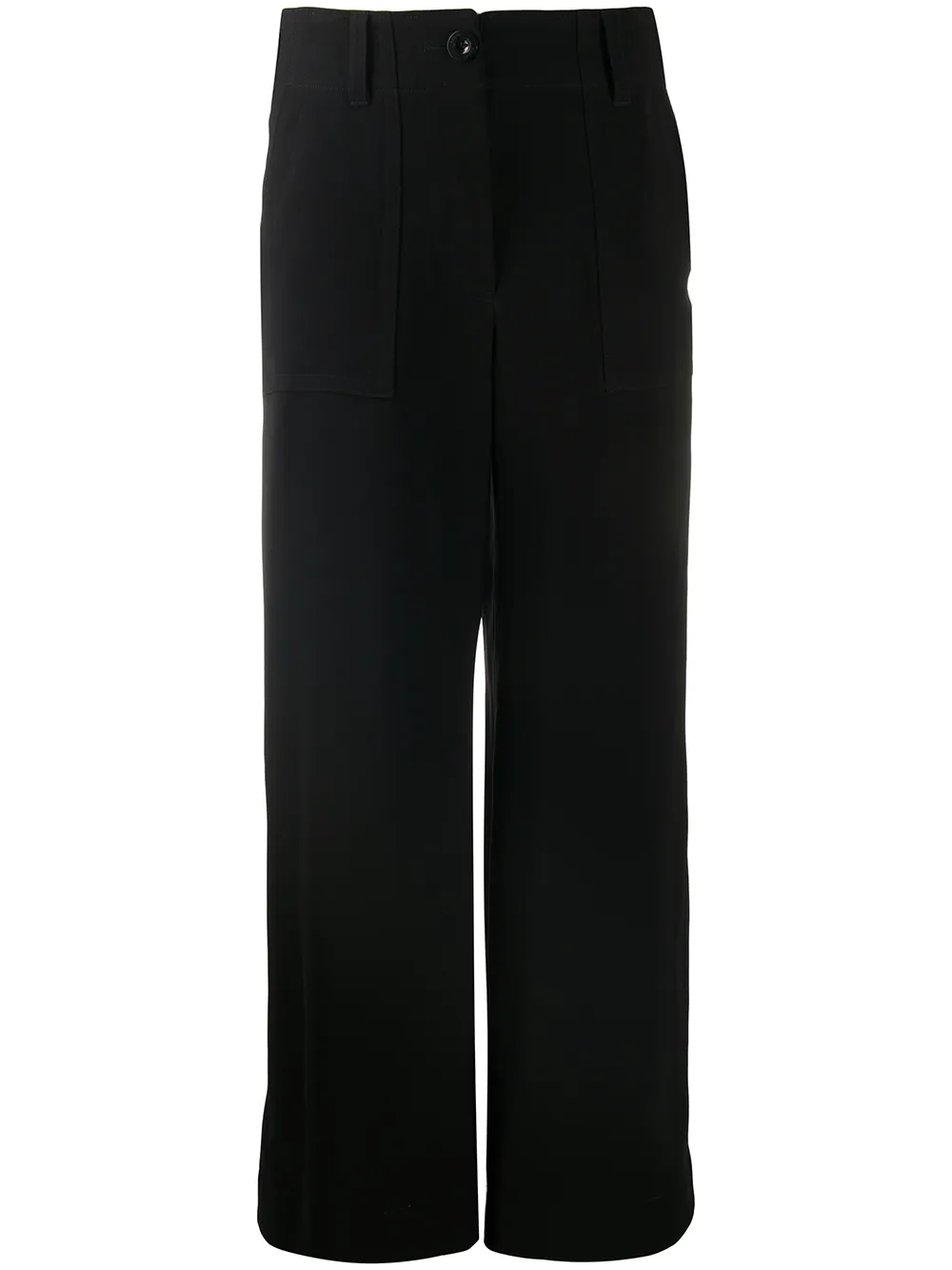 high waisted black straight leg trousers