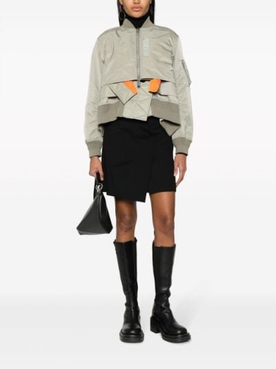 Cropped Bomber Jacket in Green - Sacai