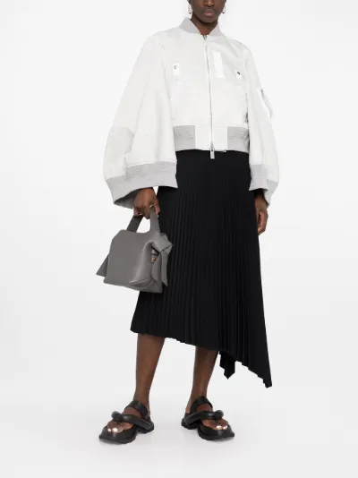 grey cropped bomber jacket