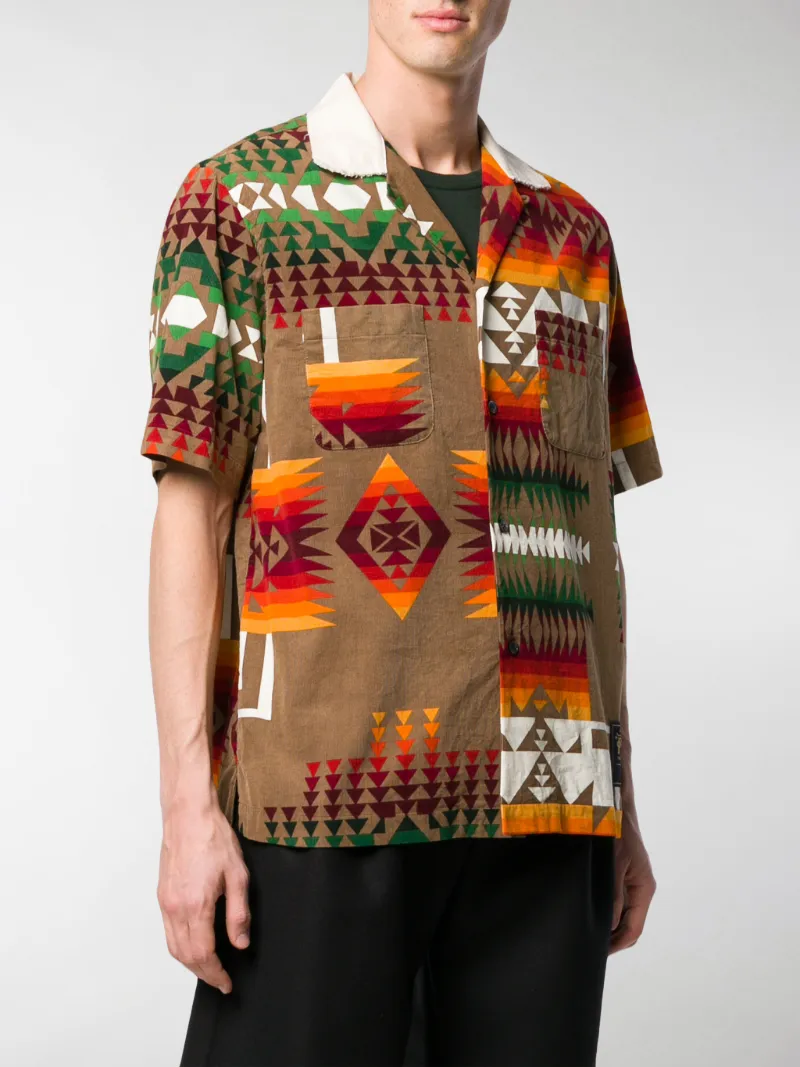 sacai tribal print corduroy shirt brown 