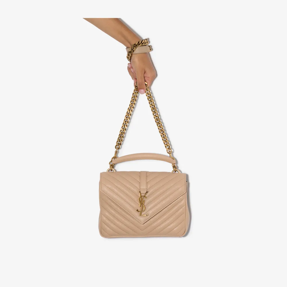 Saint Laurent beige College medium quilted leather tote bag Browns