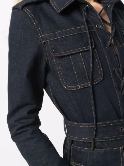 black belted denim jacket
