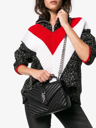 college medium quilted leather shoulder bag