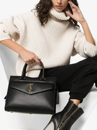 ysl black leather tote