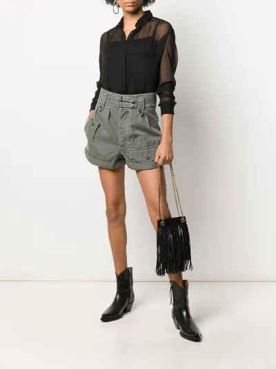 Saint Laurent Borsa a spalla con frange nero | MODES