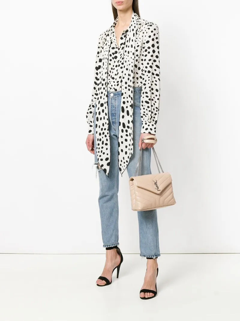 Saint Laurent Borsa a tracolla Loulou piccola toni neutri | MODES