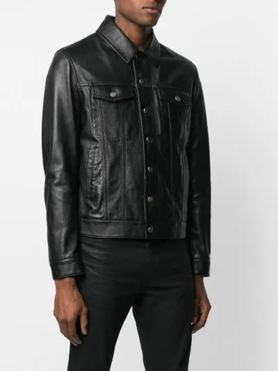 Button up leather clearance jacket