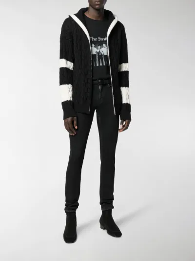black knitted hooded cardigan