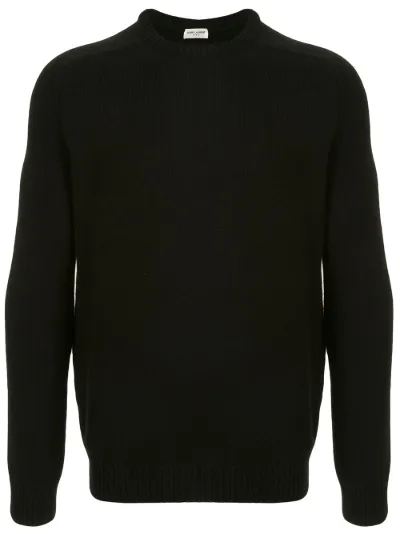 black cashmere crew neck jumper