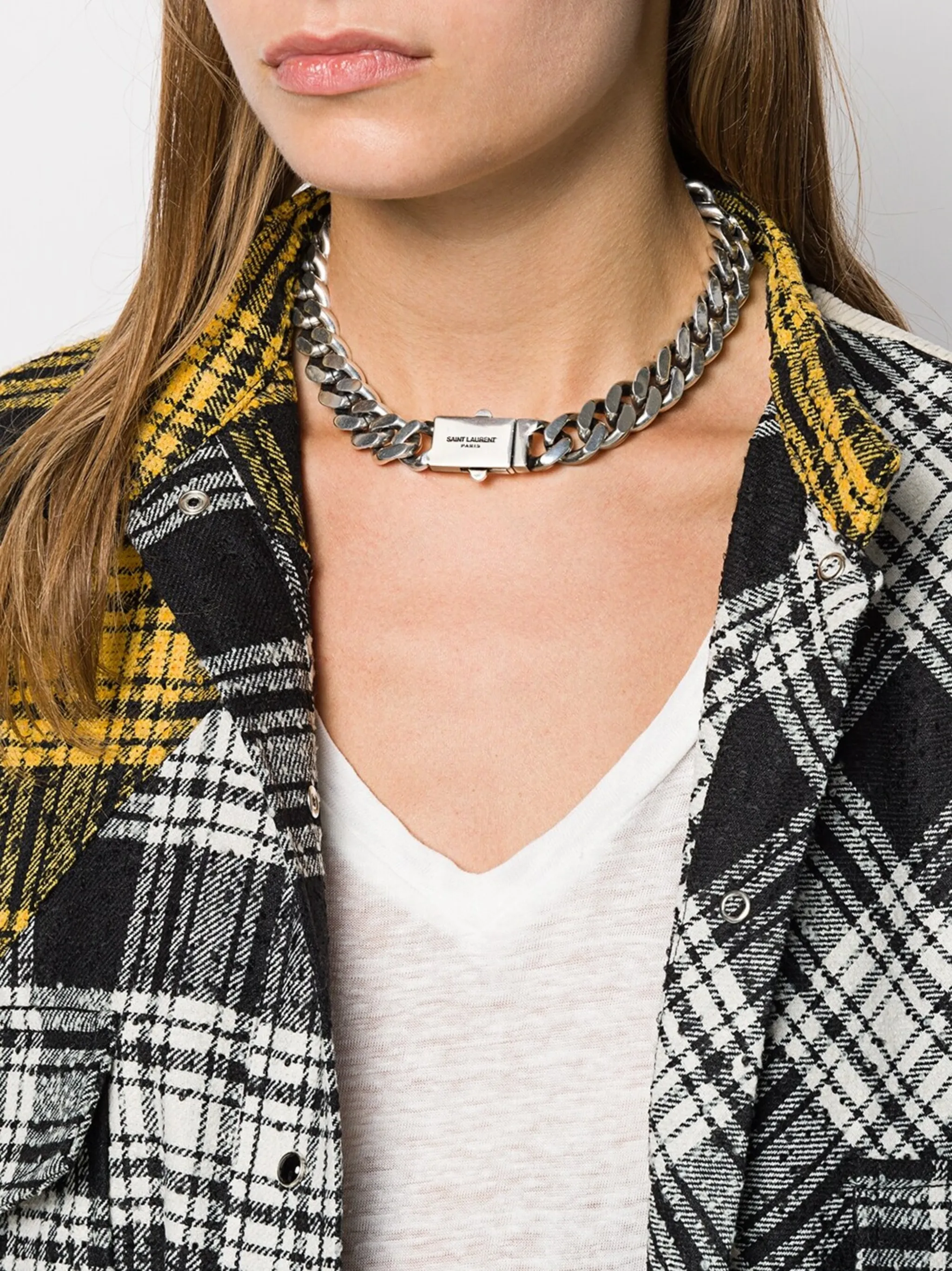 Saint laurent metal curb chain necklace hotsell