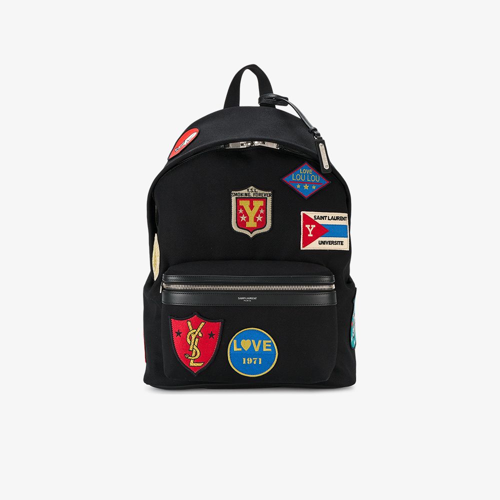 saint laurent patch backpack