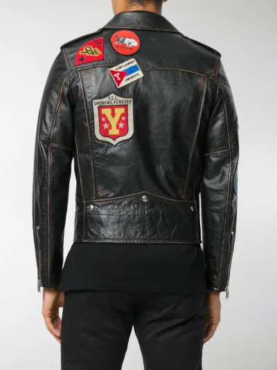 saint laurent patch leather jacket