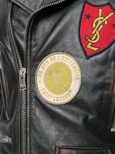 saint laurent multi patch leather jacket