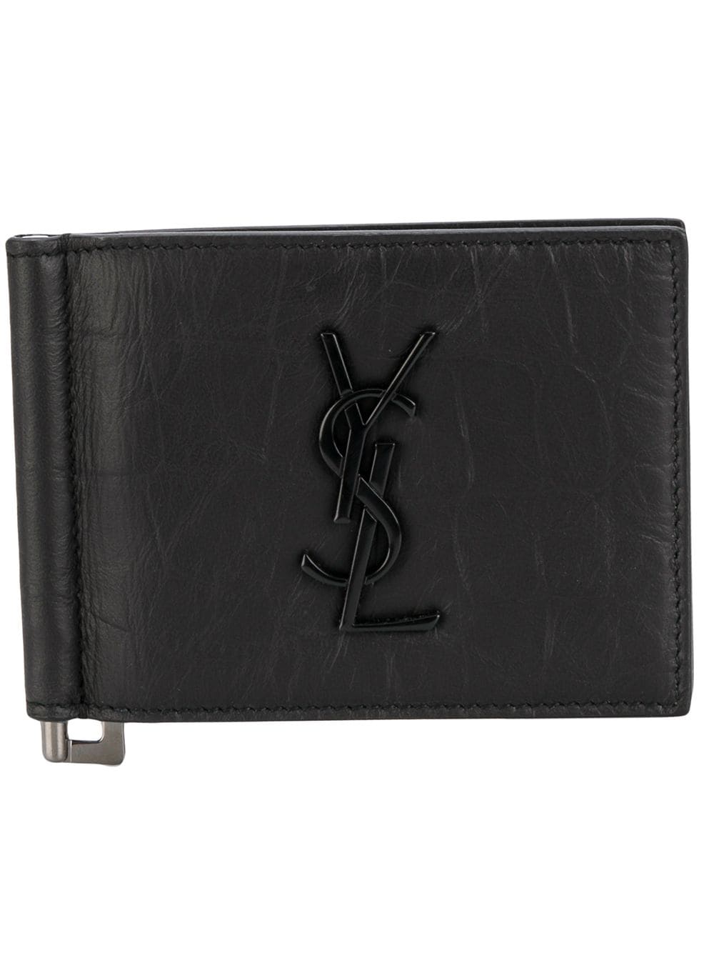 Saint Laurent Men's Embossed Leather Money Clip Wallet