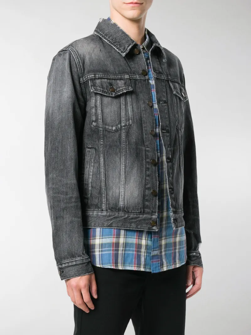 grey distressed denim jacket