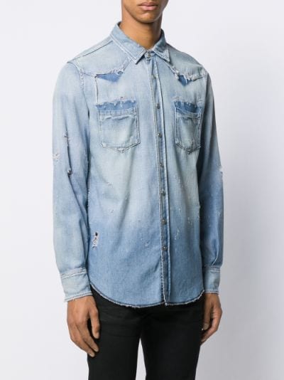 Western shirt in deep vintage blue denim, Saint Laurent