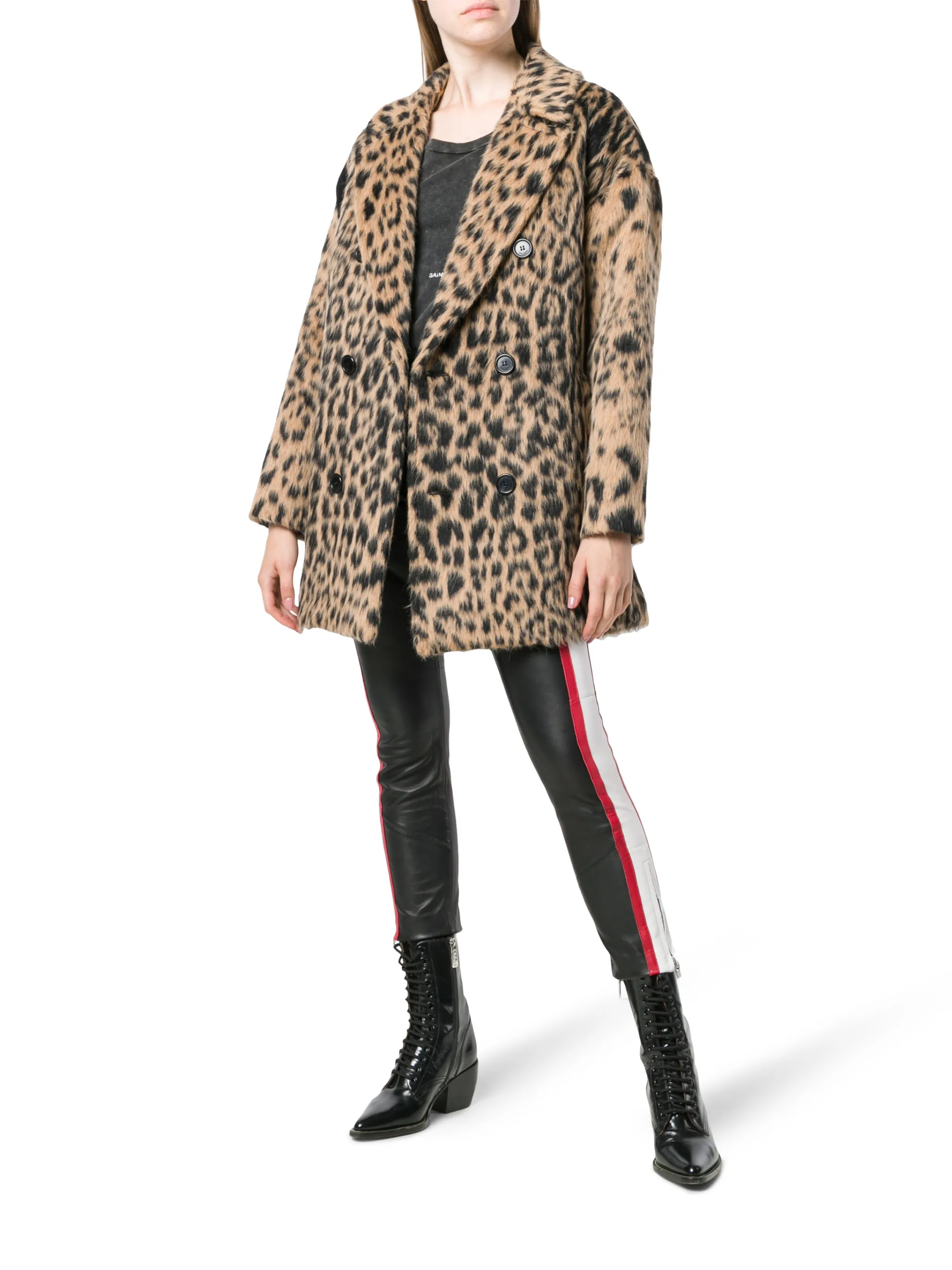 Coach New York Women's Ocelot Leopard Print Double Breasted Wool on sale Coat