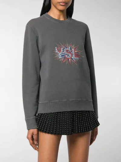 Saint Laurent Felpa YSL Disco grigio | MODES