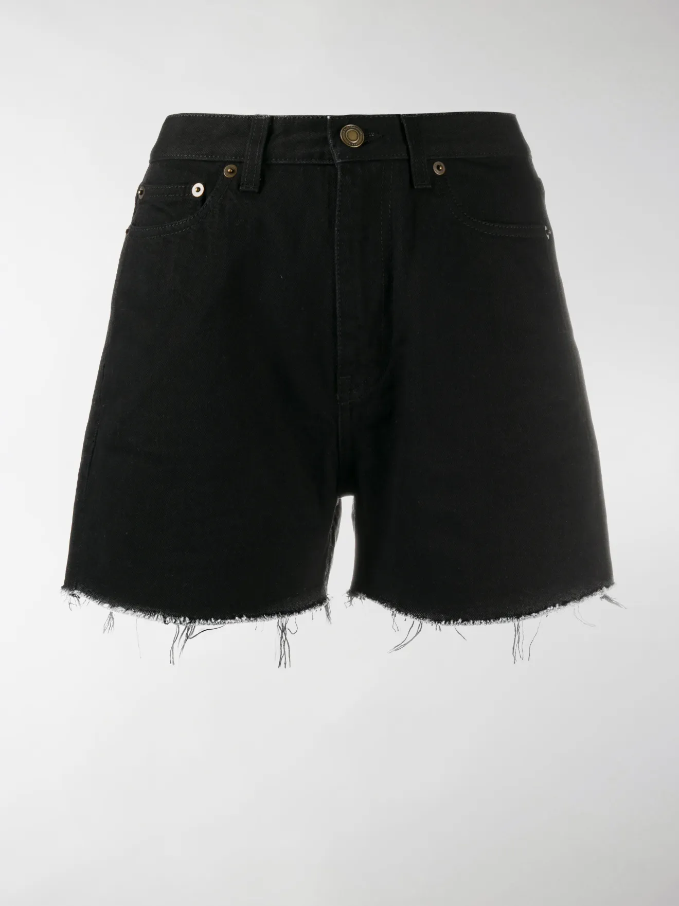 black fringe jean shorts