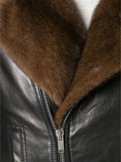 Fur trim clearance biker jacket