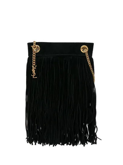 black fringe shoulder bag