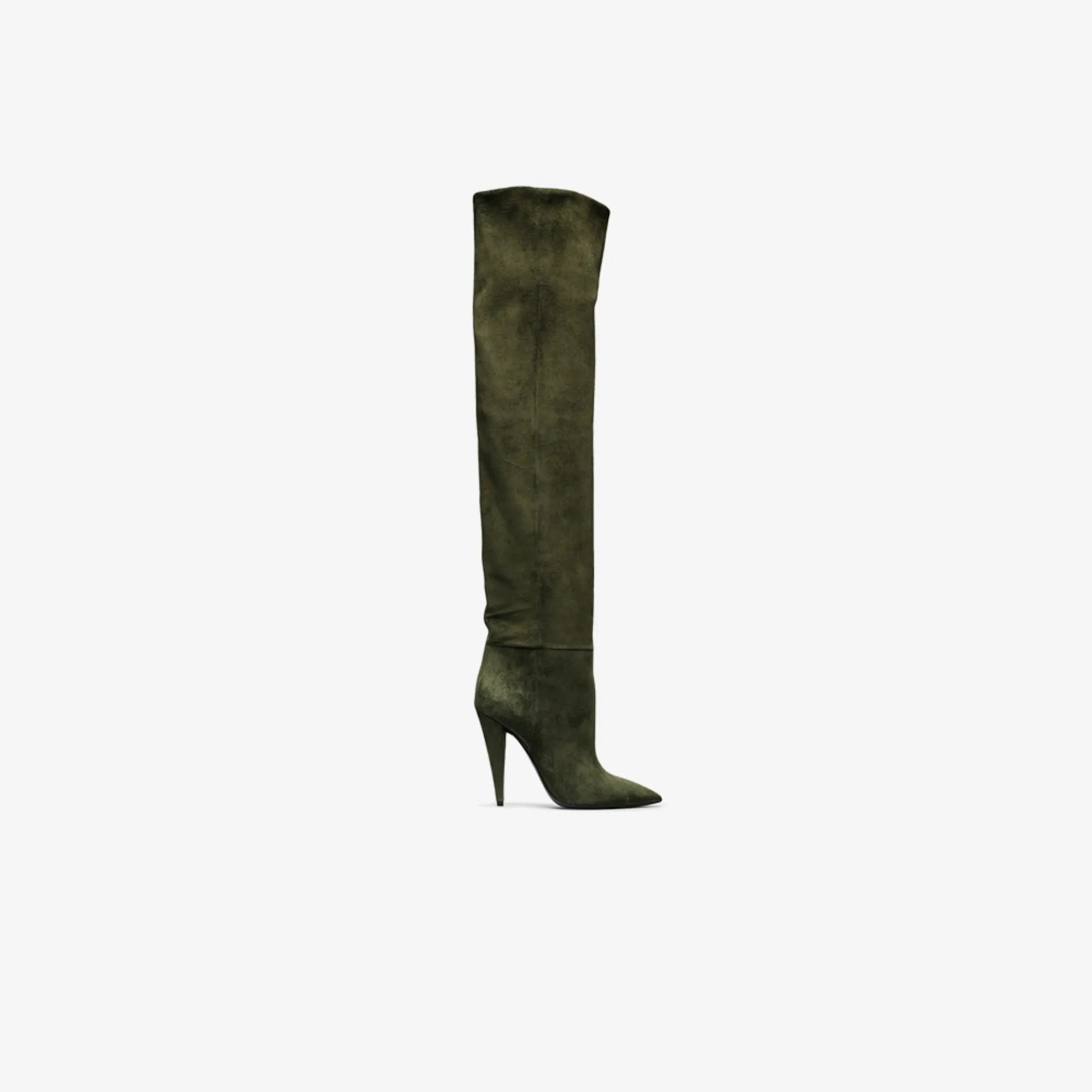 green suede over the knee boots