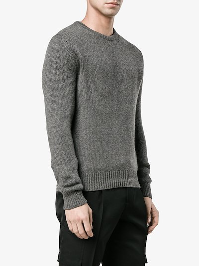 Saint Laurent Grey crew neck cashmere sweater | Browns