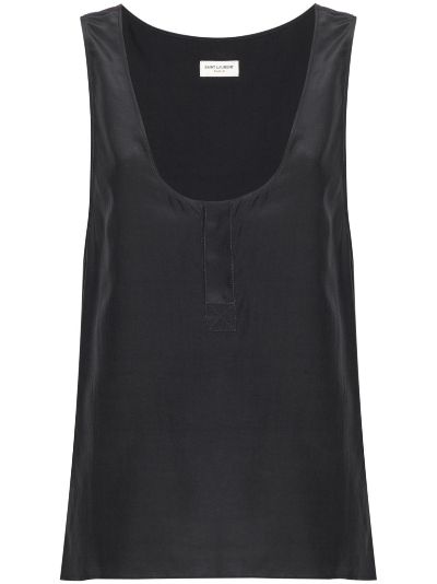 YVES SAINT LAURENT Black Sleeveless Silk buying Satin Top Size 38