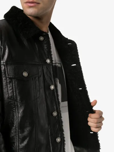 saint laurent leather trucker jacket