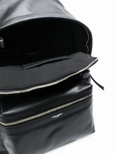 black leather look backpack