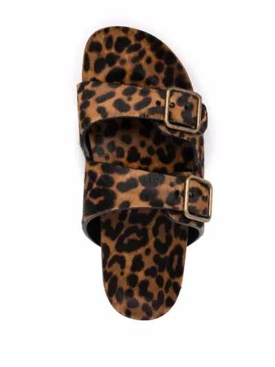 cheetah print double strap sandals