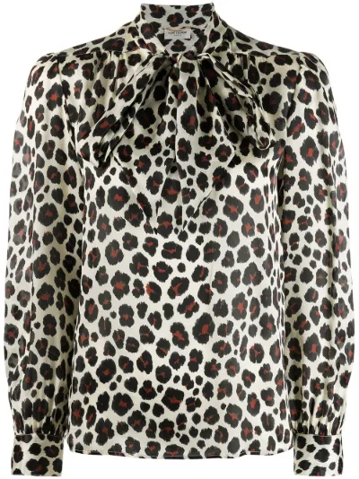 saint laurent leopard blouse