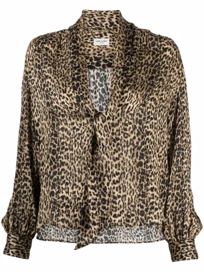 saint laurent leopard blouse