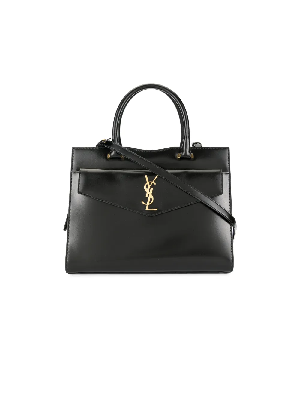 uptown medium tote in shiny smooth leather
