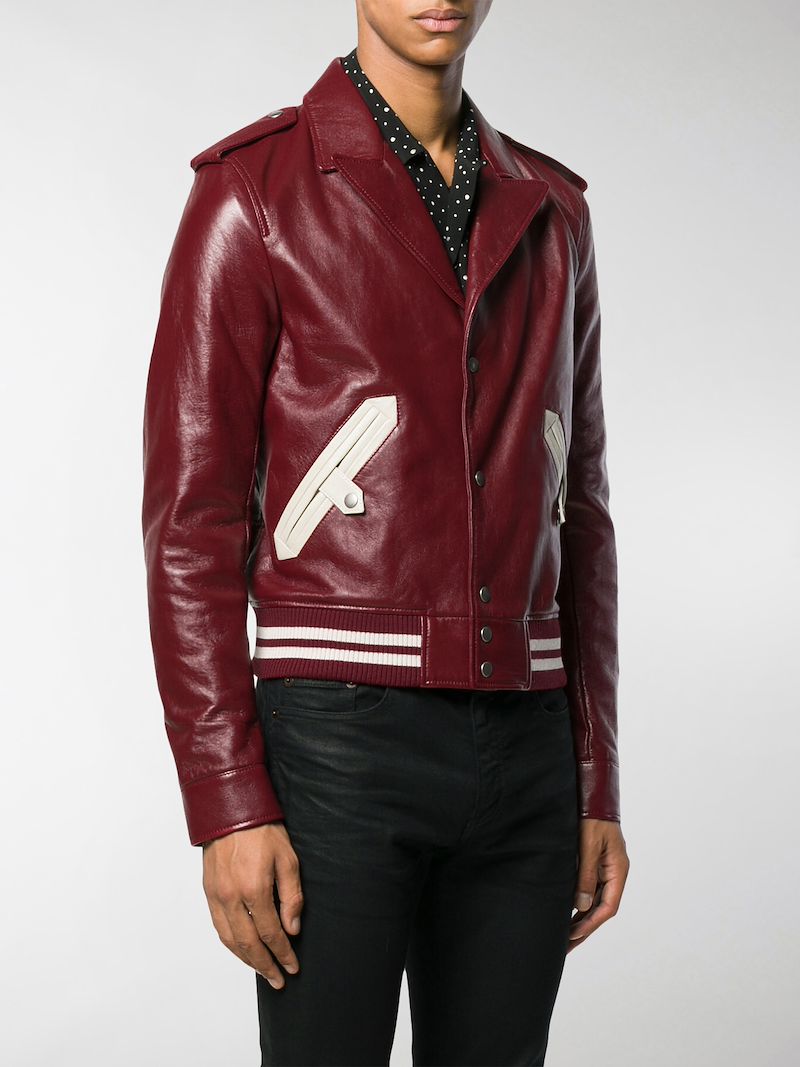 saint laurent red leather jacket