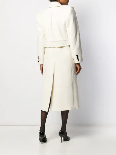 herringbone long belted coat