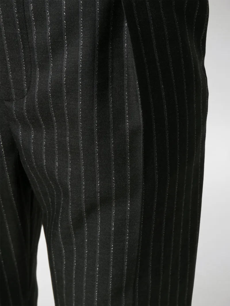 black pinstripe high waisted trousers