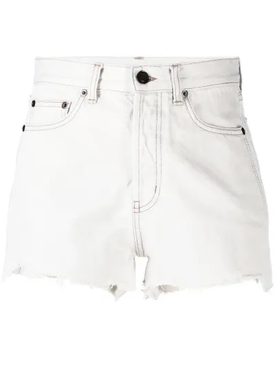 raw edge denim shorts