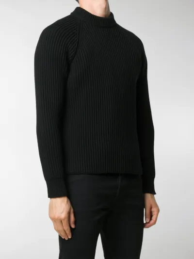 black ribbed crew neck jumper