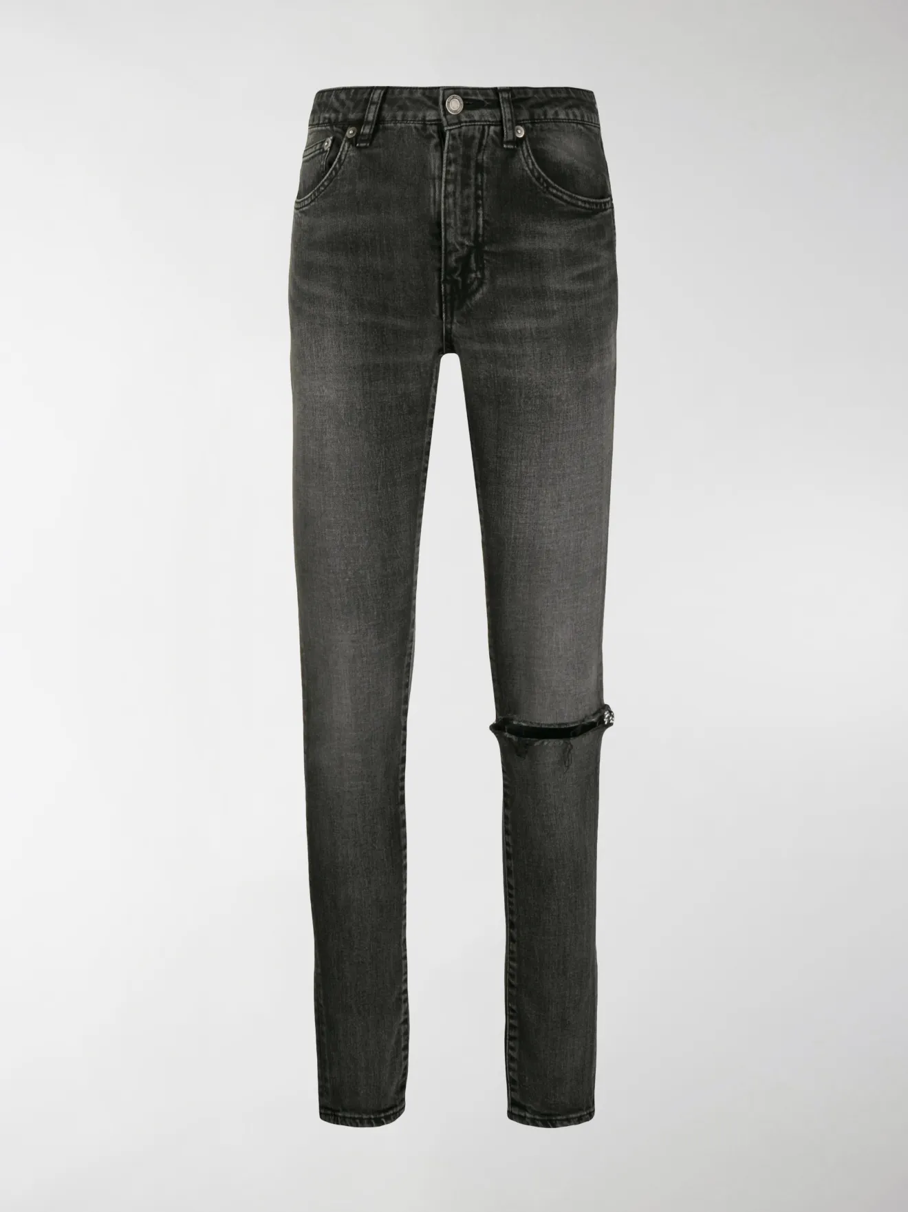 grey ripped knee skinny jeans