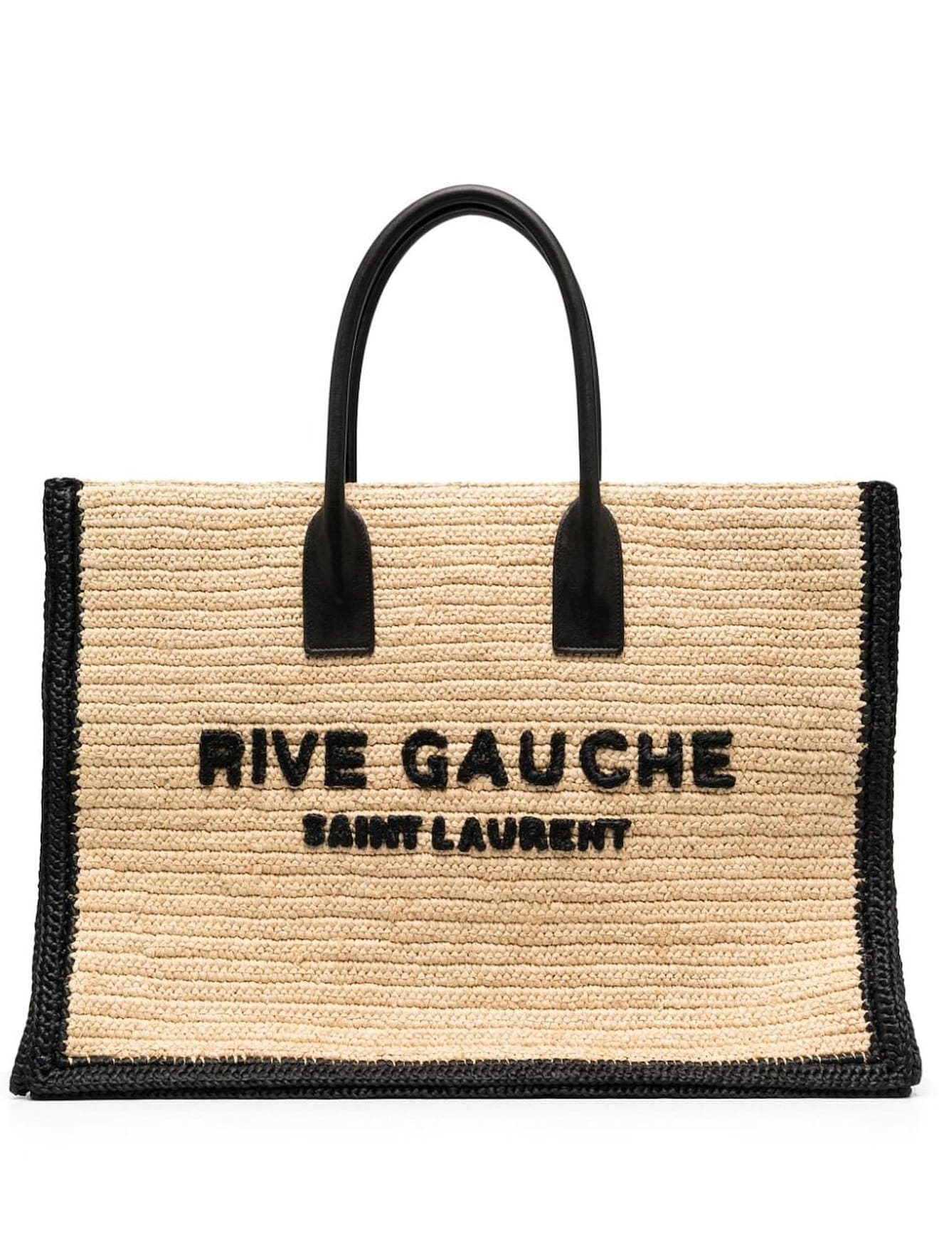 Saint Laurent Rive Gauche raffia tote bag neutrals | MODES