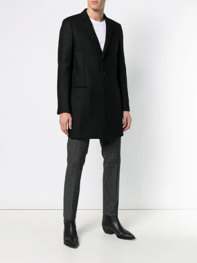 single button wool coat